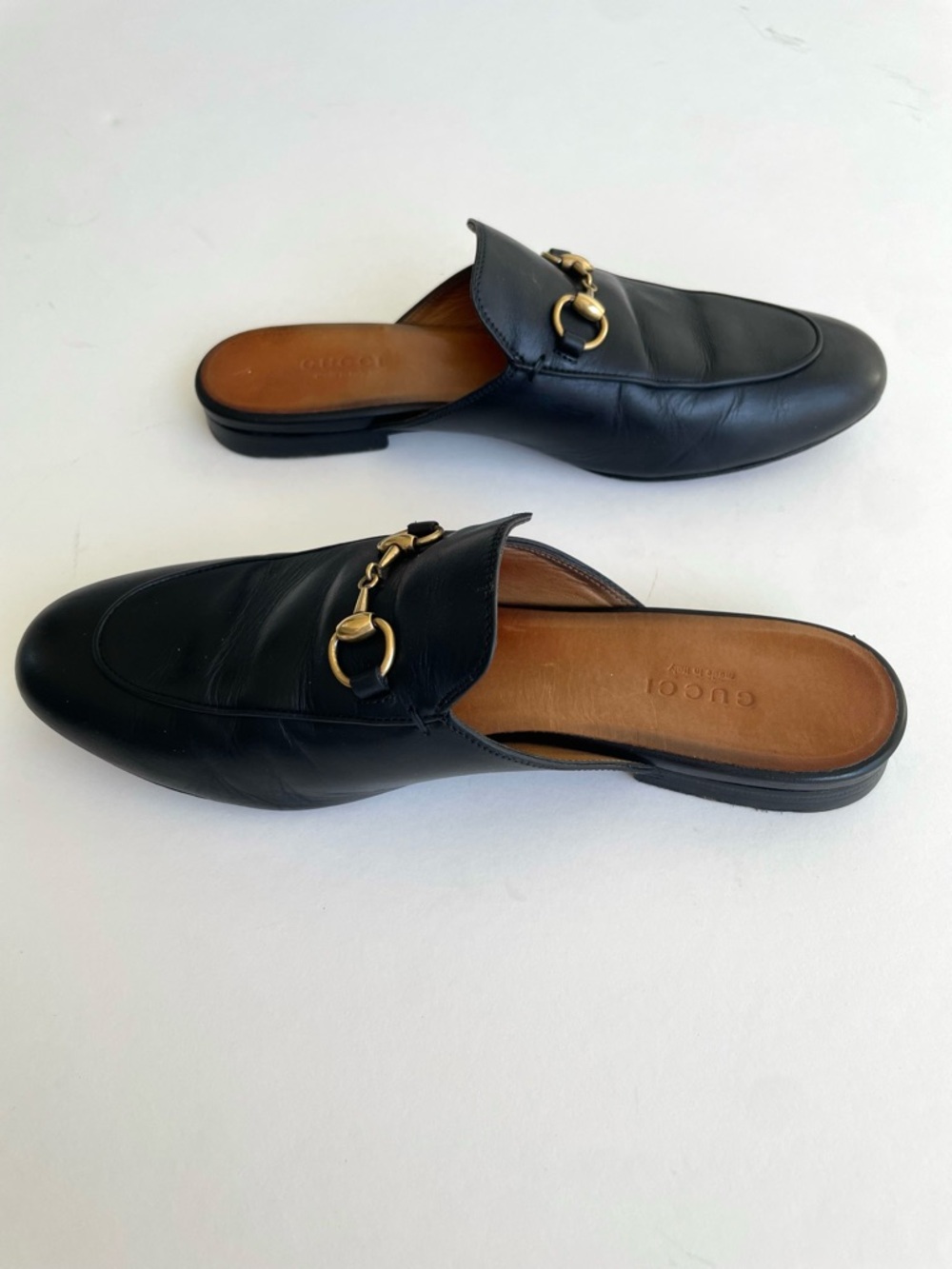 Gucci Princetown Horsebit Mule Loafer Black Leather Slip On Flats EU 37.5 US 7.5 - Picture 9 of 15